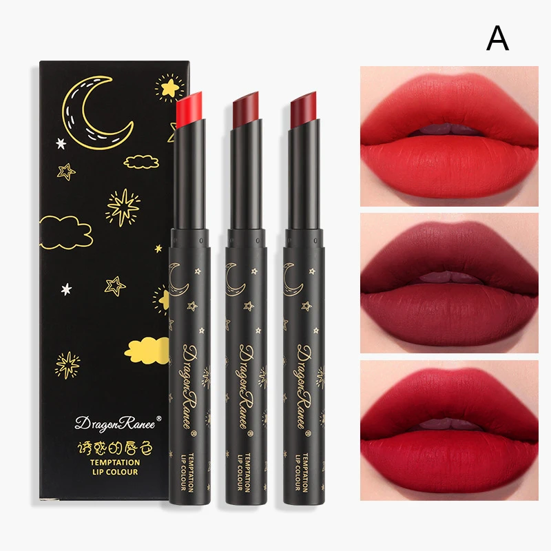3pcs/set Lipstick Velvety Set Long Lasting Nonstick Cup Not Fade Makeup Cosmetics Kit For Girl Women Lipsticks Sexy Cosmetics
3pcs/set Lipstick Velvety Set Long Lasting Nonstick Cup Not Fade Makeup Cosmetics Kit For Girl Women Lipsticks Sexy Cosmetics