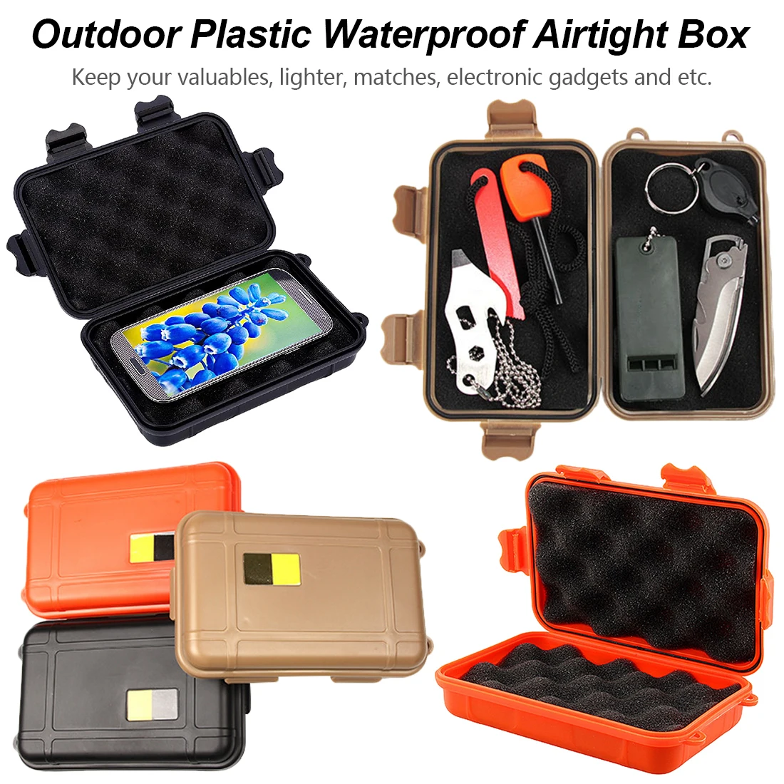 

Outdoor Sealed Box Plastic Shockproof Bins Waterproof Box Travel Storage Kit Survival Case Valuables Electronic Gadget Container