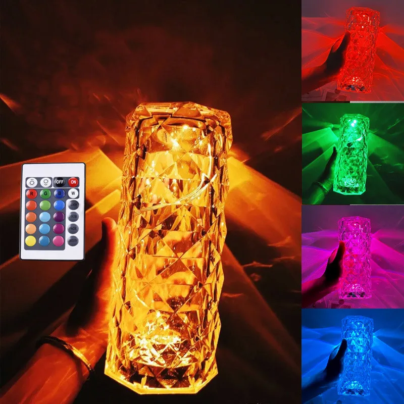 RGB 16Colors Crystal LED Desk Lamp USB Charging Diamond Night Light Atmosphere Lamp for Bedroom Bar Wall Decor Projector Light
RGB 16Colors Crystal LED Desk Lamp USB Charging Diamond Night Light Atmosphere Lamp for Bedroom Bar Wall Decor Projector Light
