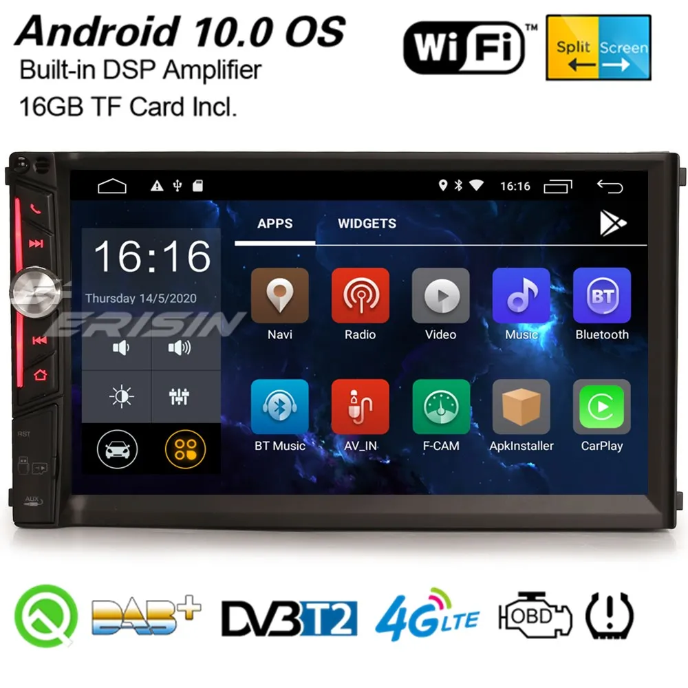 Erisin 2642 DSP Android 10 0 Универсальный двойной 2 Din Navi автомобильный стерео DAB + GPS Bluetooth DVB-T2