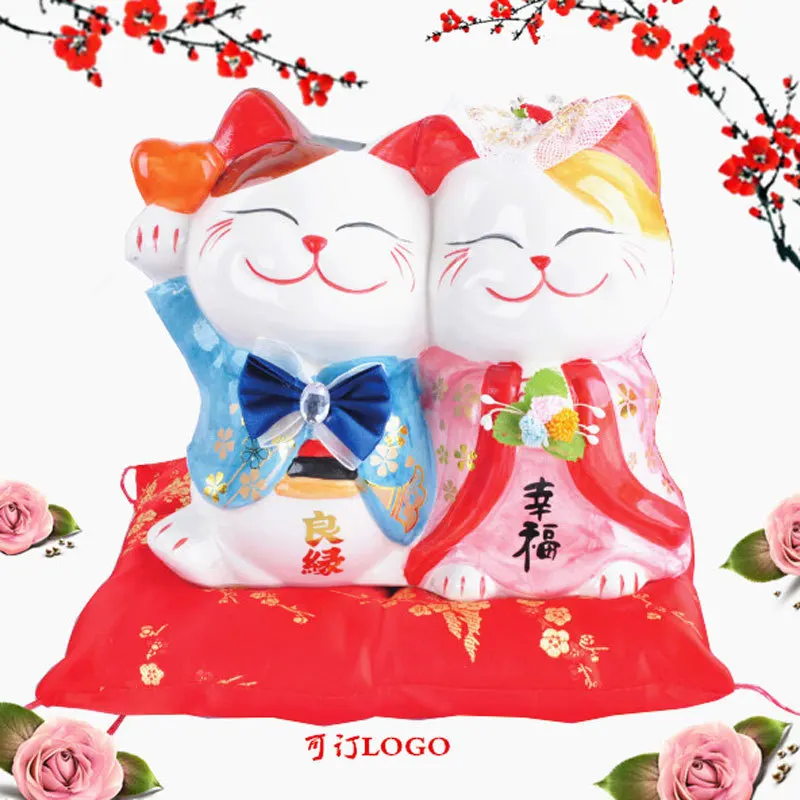 Creative ceramic arts and crafts ornaments lovers Zhaocai cat wedding gift double cat gift cat
Creative ceramic arts and crafts ornaments lovers Zhaocai cat wedding gift double cat gift cat