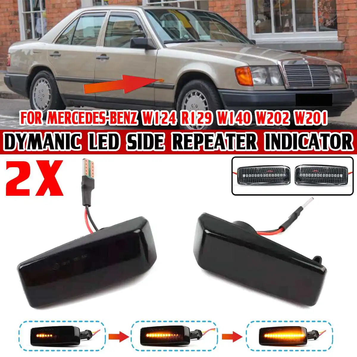 Пара светодиодных динамических боковых габаритных огней для Mercedes Benz C E s SL CLASS W201 190 W202 W124 W140 R129
Пара светодиодных динамических боковых габаритных огней для Mercedes Benz C E s SL CLASS W201 190 W202 W124 W140 R129