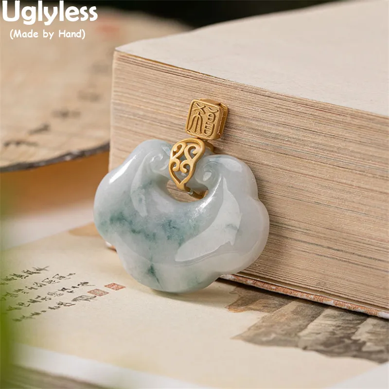 

Uglyless Retro Eastern Beauty Heart Jadeite Pendants for Women Nature Gemstones Necklaces NO Chain China Chic 925 Silver Jewelry