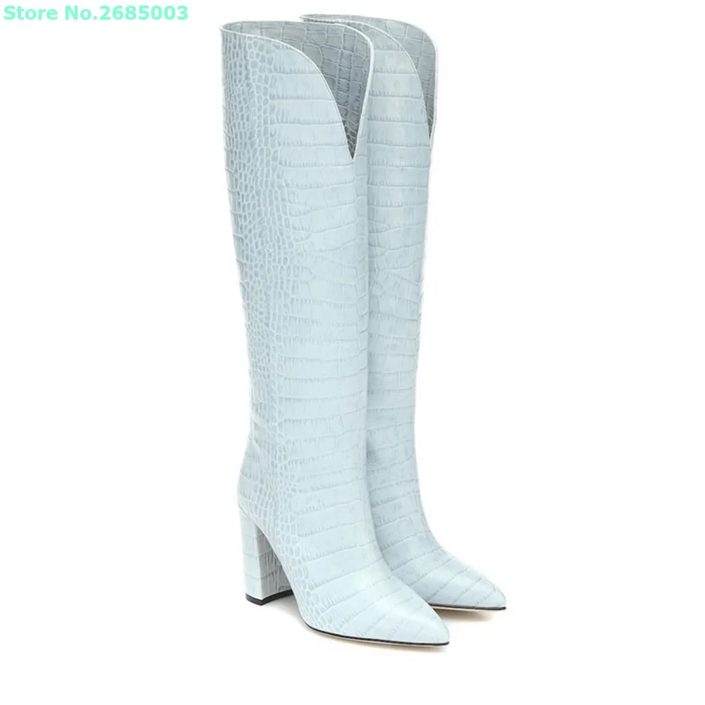 Crocodile Pattern Knee High Boots Square High Heels Pointed Toe Solid Slip On Women Autume Winter Party Dress Boots Shoes
Crocodile Pattern Knee High Boots Square High Heels Pointed Toe Solid Slip On Women Autume Winter Party Dress Boots Shoes