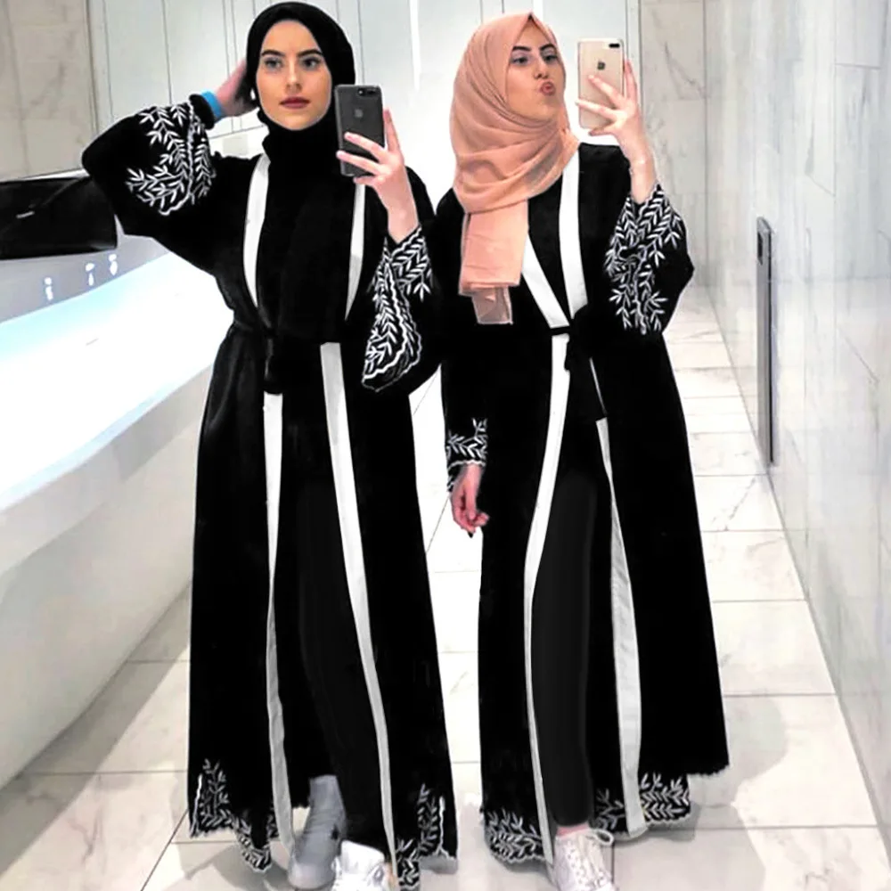 Elegant Muslim Embroidery Abaya Ladies Full Dresses Cardigan Nida Kimono Long Robe Gowns Tunic Jubah Ramadan Eid Arab Islamic 
Elegant Muslim Embroidery Abaya Ladies Full Dresses Cardigan Nida Kimono Long Robe Gowns Tunic Jubah Ramadan Eid Arab Islamic
