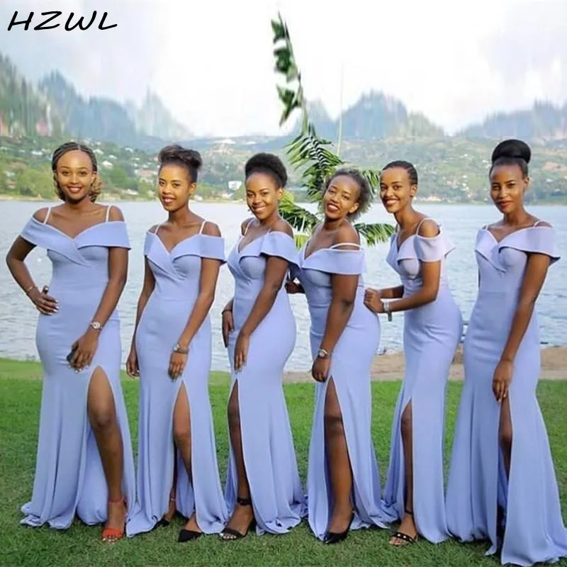 African Lavender Mermaid Bridesmaid Dresses Long Off the Shoulder Front Split Wedding Party Dresses Satin Maid Of Honor Gowns
African Lavender Mermaid Bridesmaid Dresses Long Off the Shoulder Front Split Wedding Party Dresses Satin Maid Of Honor Gowns