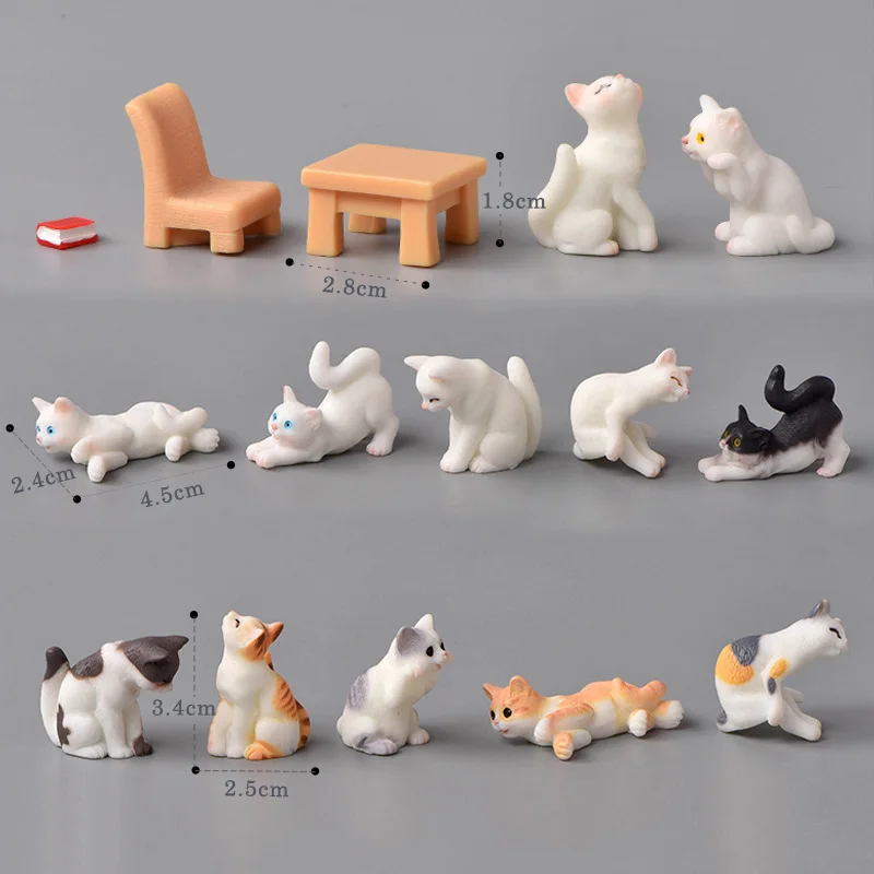 Статуэтка кошки и котенка из смолы модель животного микро-ландшафт домашний