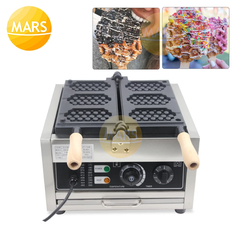 

Commercial Waffles On A Stick Maker Honeycomb Waffle Machine Bubble Egg Cake Oven Electric Waffle Pops Making Pan Iron Baker