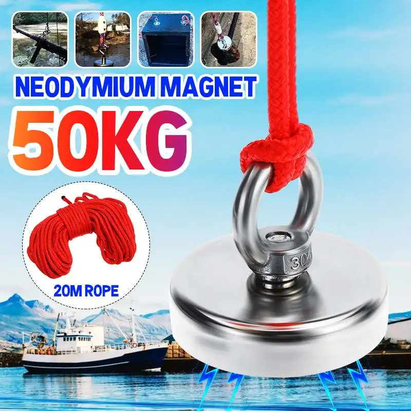 D32mm Strong Neodymium Magnet Double Side Search Magnetic Hook Super Power Salvage Fishing Magnetic Stell Cup Holder & 20M Rope
D32mm Strong Neodymium Magnet Double Side Search Magnetic Hook Super Power Salvage Fishing Magnetic Stell Cup Holder & 20M Rope