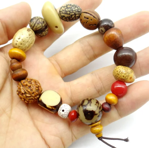 vintage natural zaad armband Handmade bangles Boeddha bedelarmband Tibet Boeddhistische gebed houten kralen |