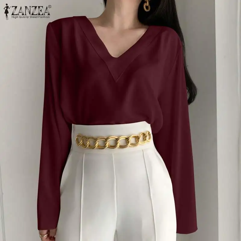 ZANZEA 2021 Stylish Autumn Top Oversize Women's Flare Sleeve Blouses Casual Solid V Neck Blusas Female Office Lady Tunic Chemise
ZANZEA 2021 Stylish Autumn Top Oversize Women's Flare Sleeve Blouses Casual Solid V Neck Blusas Female Office Lady Tunic Chemise