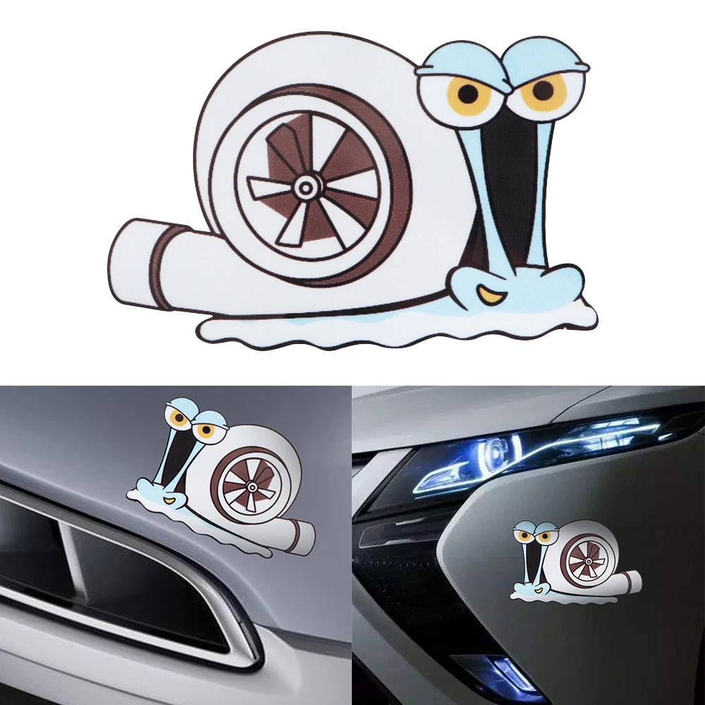 

New Snail Funny Car Sticker PVC Waterproof Reflective Turbo Styling Bumper Window Trunk Decal Auto Decor Accessories 12CM*8CM