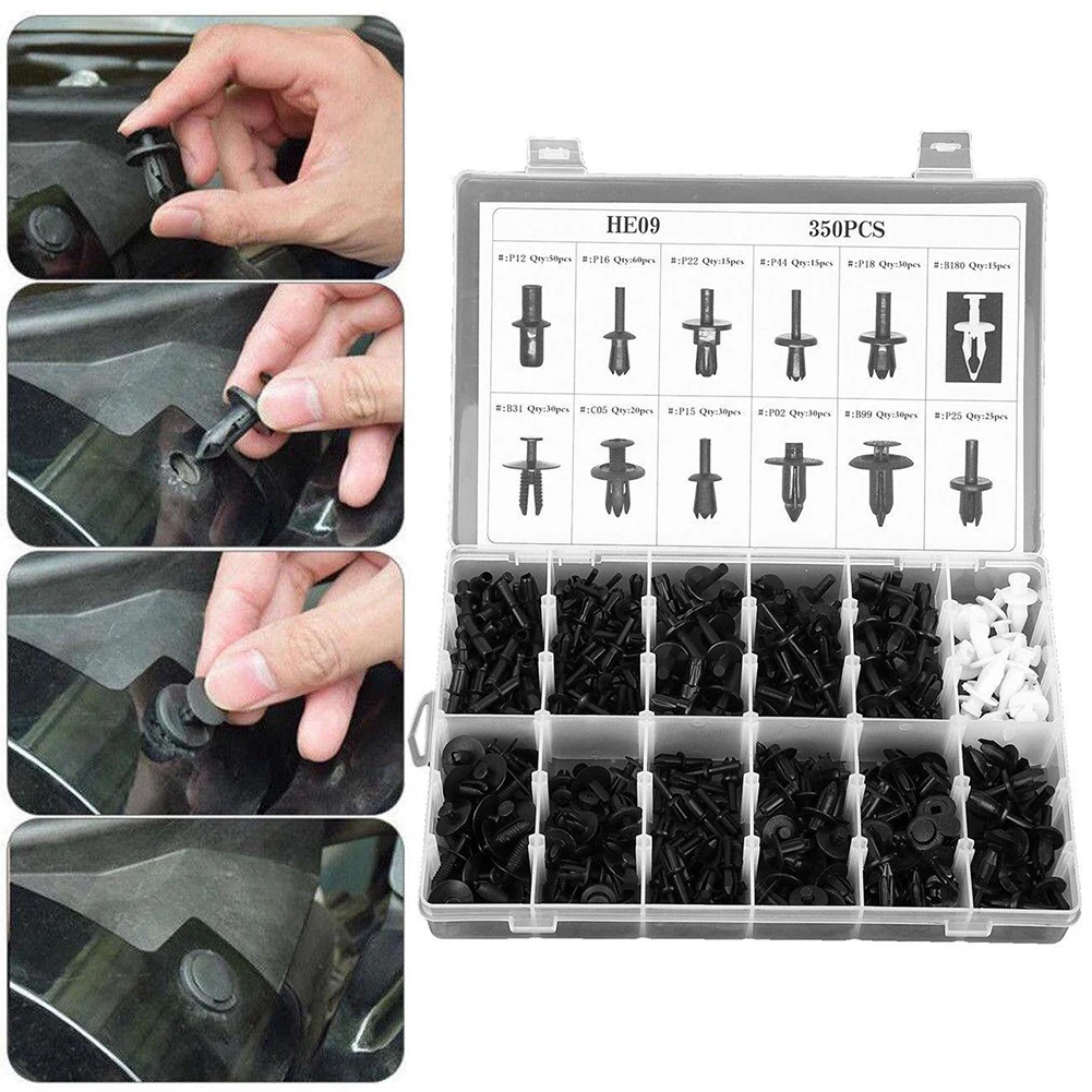 350PCS Mixed Auto Fastener Clip Plastic Car Retainer Clips Car Body Push Retainer Pin Rivet Bumper Clips Set Car Accessories
350PCS Mixed Auto Fastener Clip Plastic Car Retainer Clips Car Body Push Retainer Pin Rivet Bumper Clips Set Car Accessories