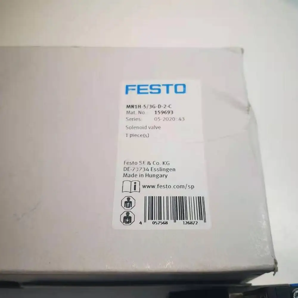 

Festo Solenoid VALVE MN1H-5/2-D-2-FR-S-C 159718 MN1H-5/2-D-2-FR-C 159699 MN1H-5/2-D-1-C 159688 MN1H-5/3G-D-3-S-C 159704