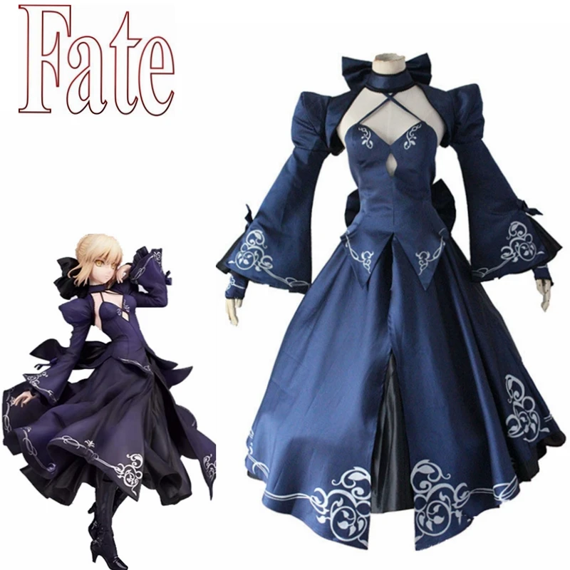 

Fate Stay Night Saber Alter Arturia Pendragon Cosplay Costume Women Anime FGO Zero Fate Black Bride Gothic Lolita Dress