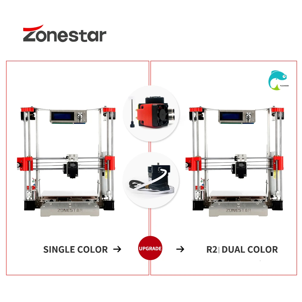 ZONESTAR Upgrade Kit Dual Extruder RepRap 3D Printer 2-IN-1/2-OUT Mixing Color Hotend Extrusion Feeder for i3 P802 M8 etc.
ZONESTAR Upgrade Kit Dual Extruder RepRap 3D Printer 2-IN-1/2-OUT Mixing Color Hotend Extrusion Feeder for i3 P802 M8 etc.
