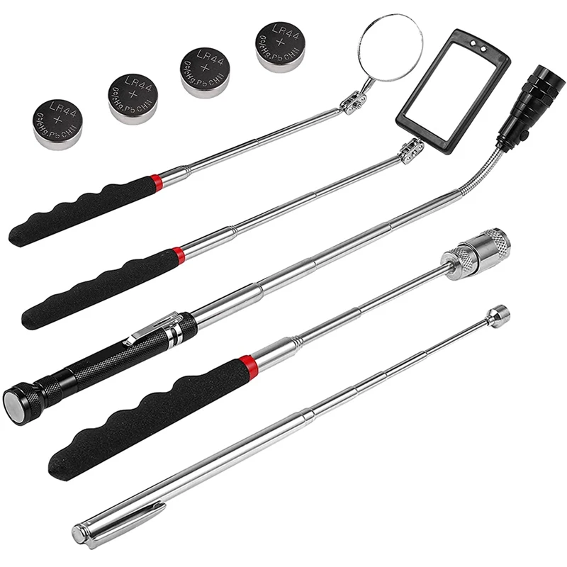 Retractable Magnetic Pickup Kit 360-Degree Rotating Adjustable Inspection Mirrors and Retractable Flexible Flashlights
Retractable Magnetic Pickup Kit 360-Degree Rotating Adjustable Inspection Mirrors and Retractable Flexible Flashlights