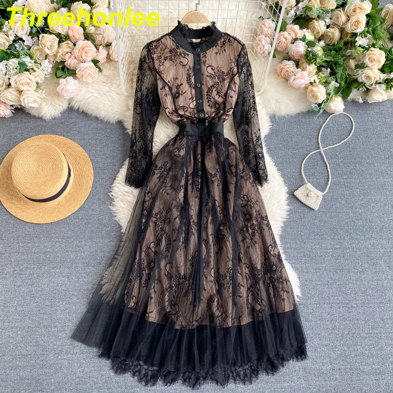 Dress Women 2021 New Spring Autumn Vintage Lace Hollow Out Dress A Line O Neck Floral Print High Waist Mid Calf Women Dresses
Dress Women 2021 New Spring Autumn Vintage Lace Hollow Out Dress A Line O Neck Floral Print High Waist Mid Calf Women Dresses