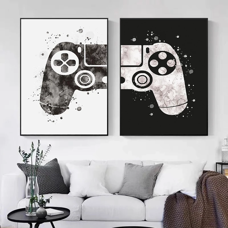 Kids game canvas paintings and posters, black white game illustration wall art picture joystick for home decoration
Kids game canvas paintings and posters, black white game illustration wall art picture joystick for home decoration