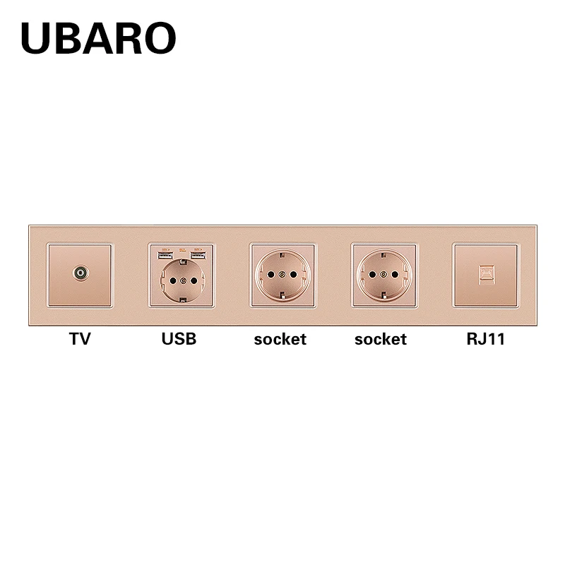 UBARO German Standard Tempered Crystal Glass Panel Wall Socket With RJ45 RJ11 TV Usb Plug Home Outlet Combination AC100-250V 16A
UBARO German Standard Tempered Crystal Glass Panel Wall Socket With RJ45 RJ11 TV Usb Plug Home Outlet Combination AC100-250V 16A