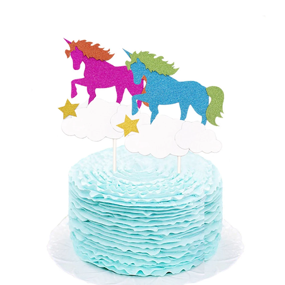 Фото 2 шт. милый Единорог торт Топпер декоративная бумажная чашка для выпечки Кекс
