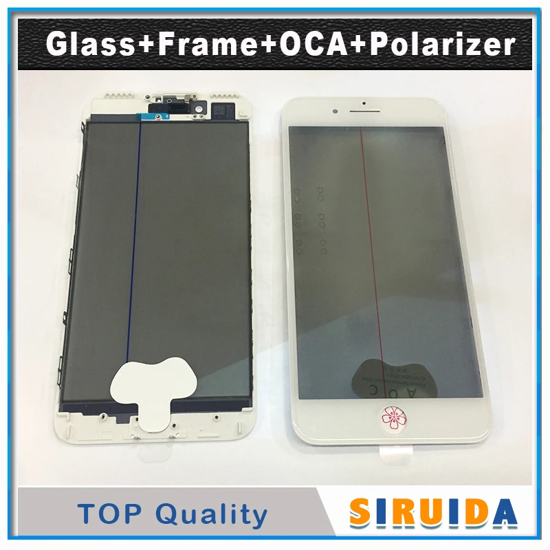 

10Pcs 4 in 1 OCA+Polarizer Film For iPhone 5G 5S 6 6S 7 8 Plus 4.7" 5.5" Front Glass Touch Screen+Cold Press Frame Bezel Replace