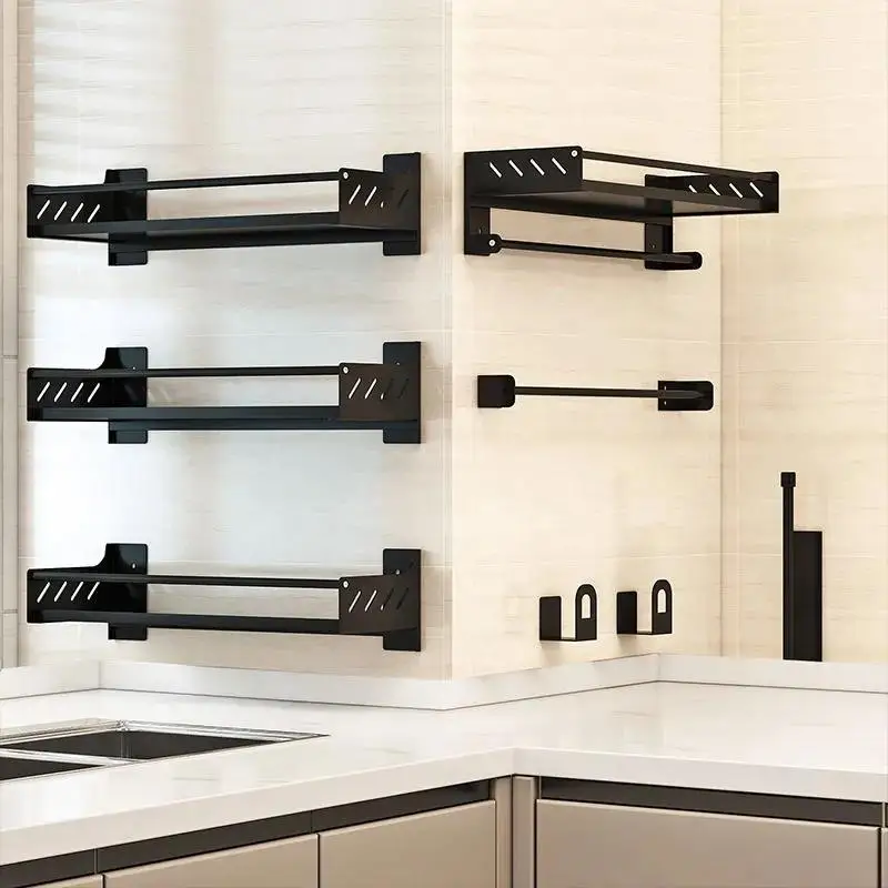Kitchen Spice Rack Wall-mounted Free Perforated Spice Bottle Shelf Condiment Oil salt Sauce And Vinegar Storage Wall Rack 
Kitchen Spice Rack Wall-mounted Free Perforated Spice Bottle Shelf Condiment Oil salt Sauce And Vinegar Storage Wall Rack