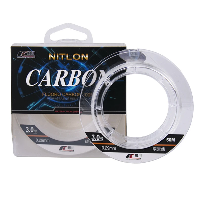 

50m/100m 100% Fluorocarbon Fishing Line Monofilament Sink Carbon Leader Line Super Strength Fishing Tools Japan Material