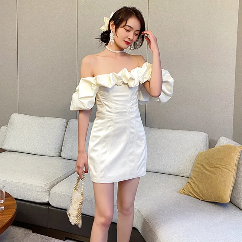 Dress women's 2020 summer new one line shoulder fold wrap buttock white waist fairy skirt
Dress women's 2020 summer new one line shoulder fold wrap buttock white waist fairy skirt