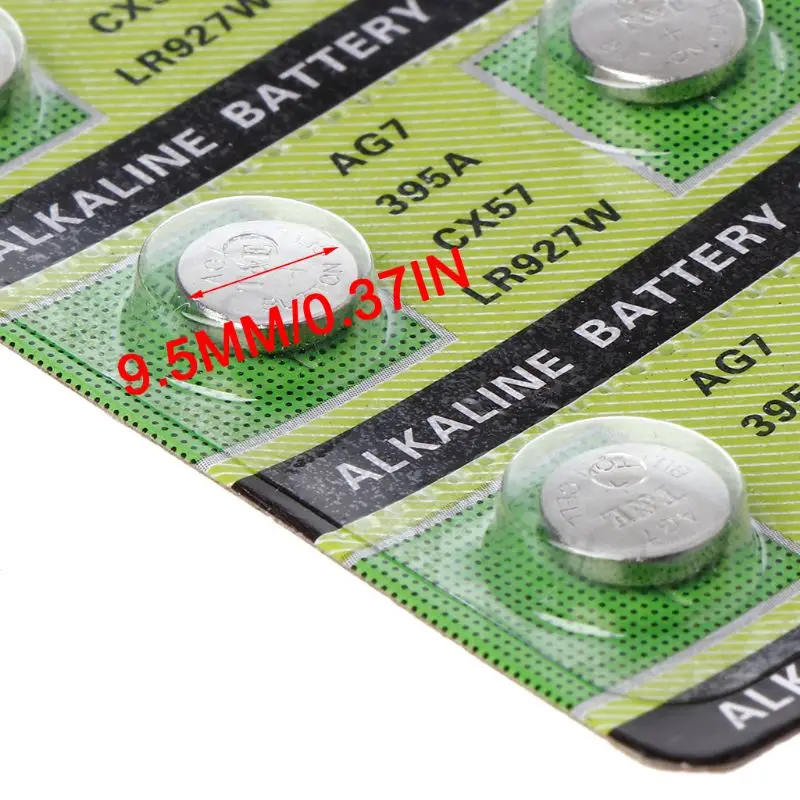 10Pcs Alkaline Battery AG7 1.55V Button Coin Cell Watch Batteries LR927 LR57 SR927W 399 GR927 395A
10Pcs Alkaline Battery AG7 1.55V Button Coin Cell Watch Batteries LR927 LR57 SR927W 399 GR927 395A