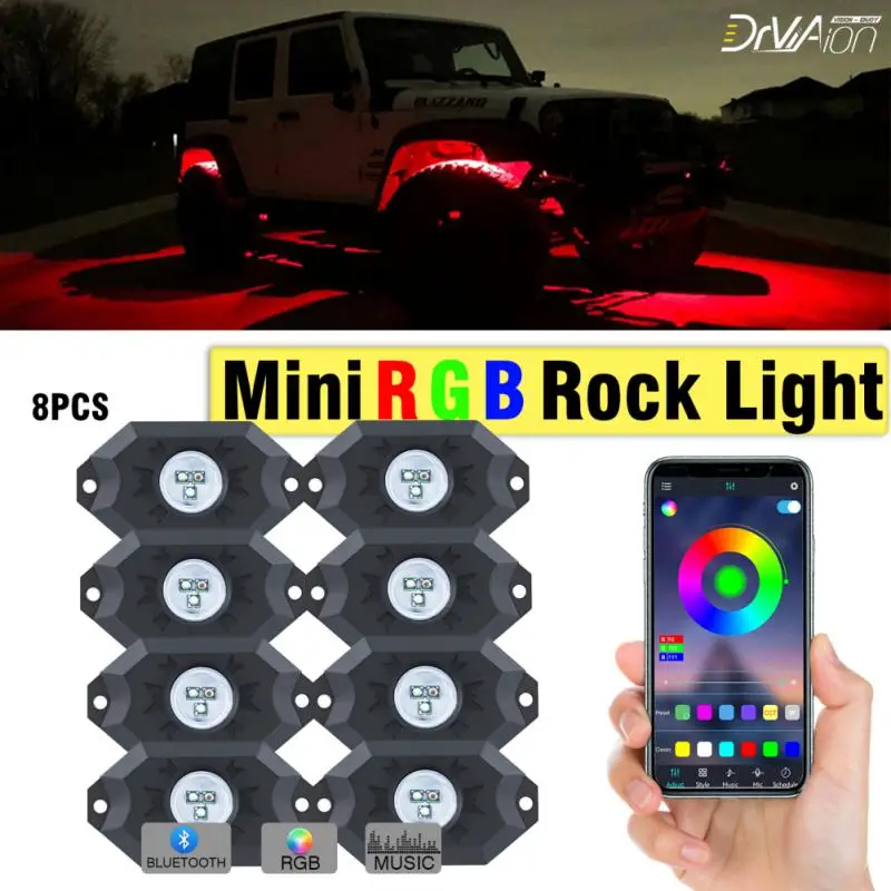 8PCS RGB LED Rock Light IP67 Underglow Neon LED Light Kit for Jeep off-Road Truck Car Lights Decoration Accessory Mounting Kits
8PCS RGB LED Rock Light IP67 Underglow Neon LED Light Kit for Jeep off-Road Truck Car Lights Decoration Accessory Mounting Kits