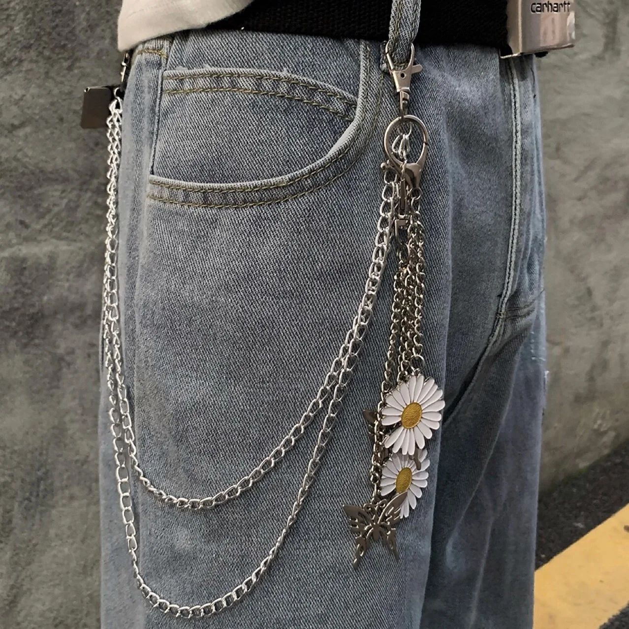 Punk Silver Color Double Layer Pant Chain Men Women Jewelry Accessory Butterfly Flower Tassel Chain Hip hop Keychain Pants Chain
Punk Silver Color Double Layer Pant Chain Men Women Jewelry Accessory Butterfly Flower Tassel Chain Hip hop Keychain Pants Chain