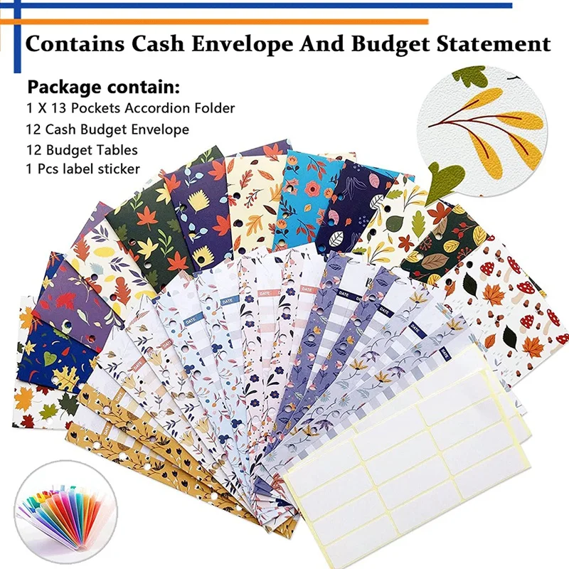 Accordion Folder, 13 Pockets A6 Plastic Accordion Expanding File Folder with Budget Envelopes for Cash System
Accordion Folder, 13 Pockets A6 Plastic Accordion Expanding File Folder with Budget Envelopes for Cash System