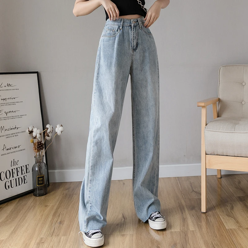 Fall 2020 new light-colored wide-leg jeans women's breathable high waist drape straight loose mopping pants trend
Fall 2020 new light-colored wide-leg jeans women's breathable high waist drape straight loose mopping pants trend