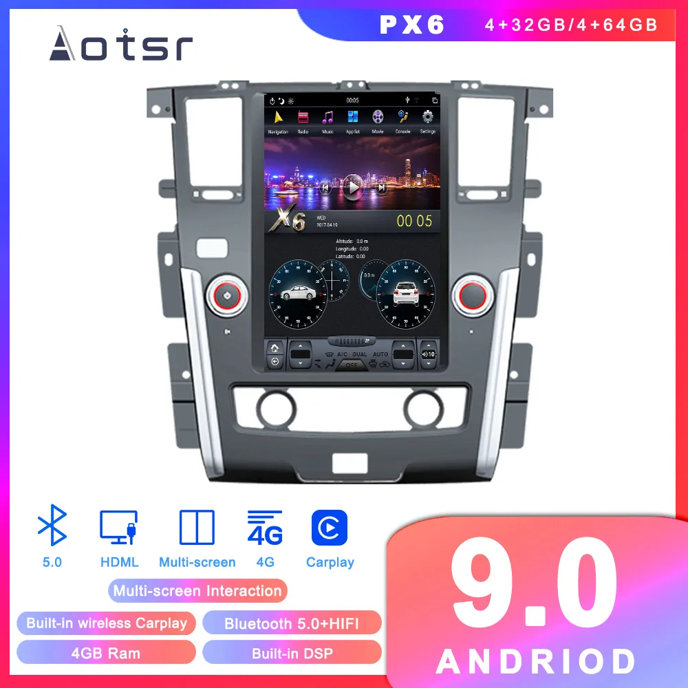 Автомобильный DVD-плеер Tesla PX6, Android 9, GPS-навигация для Nissan Patrol 2010, автомагнитола, стерео Мультимедийный Плеер, головное устройство
Автомобильный DVD-плеер Tesla PX6, Android 9, GPS-навигация для Nissan Patrol 2010, автомагнитола, стерео Мультимедийный Плеер, головное устройство