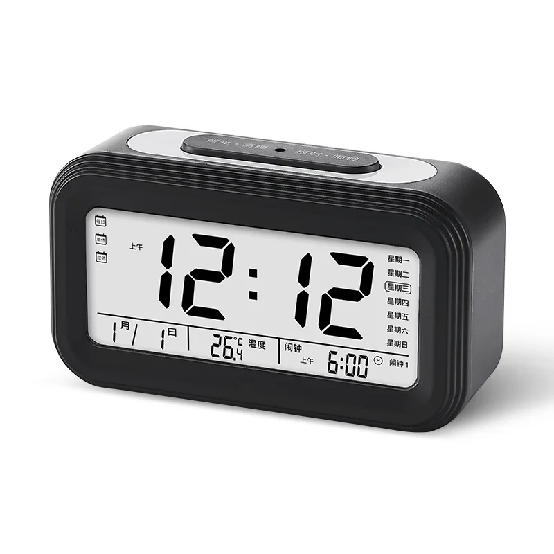 

Новый Будильник Светодиодный дисплей цифровые будильники Повтор сигнала ночсветильник батарея часов с датой календарем температурой для ...