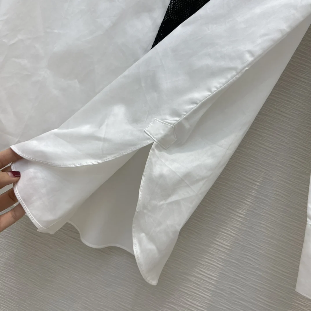 2021 new ladies fashion long-sleeved sexy casual mesh tie stitching white shirt 0315
2021 new ladies fashion long-sleeved sexy casual mesh tie stitching white shirt 0315