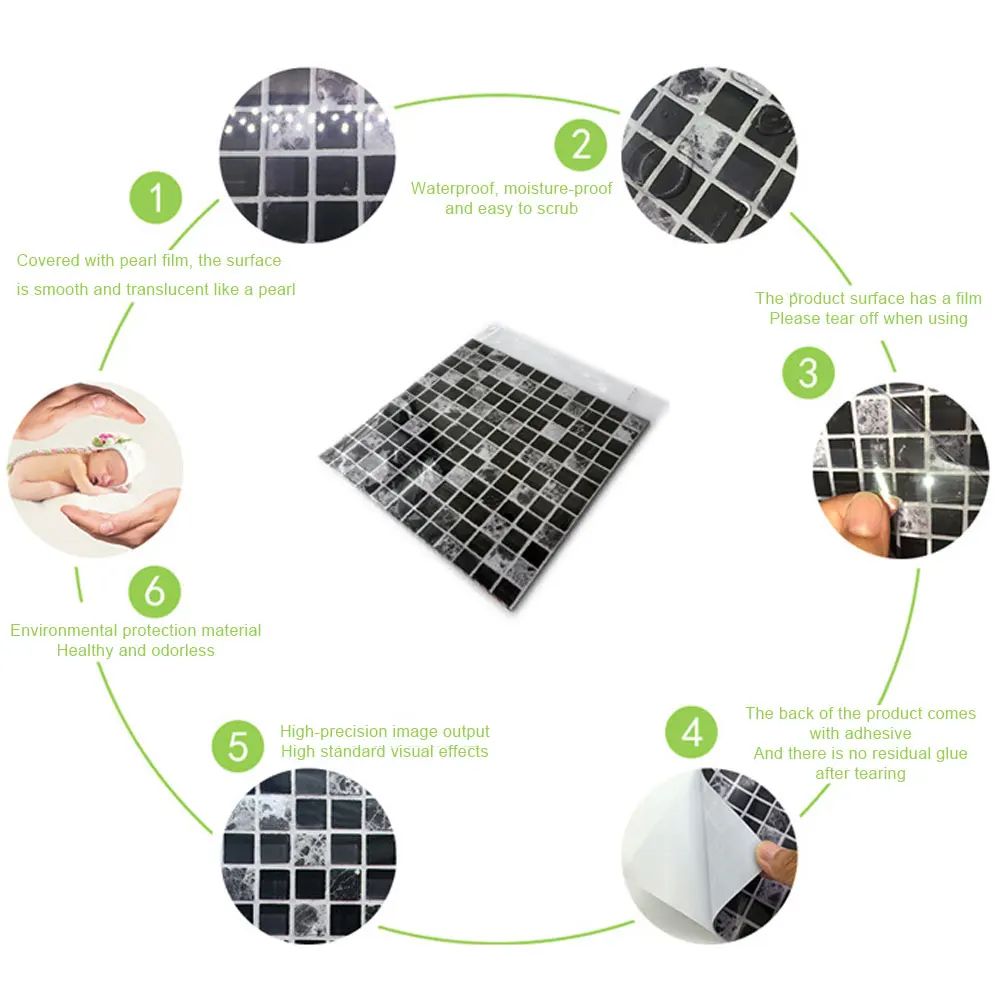Mosaic Tile Stickers Self Adhesive Wall Tiles Stickers Home Decor Peel and Stick Backsplash for Kitchen Bathroom
Mosaic Tile Stickers Self Adhesive Wall Tiles Stickers Home Decor Peel and Stick Backsplash for Kitchen Bathroom