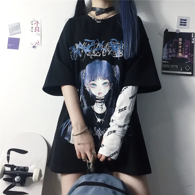 Cool Funny Summer Womens Kpop T Shirts Black Harajuku Tshirt Streetwear Cartoon Ladies Loose Girl Japan Tops Casual Amine Tshirt
Cool Funny Summer Womens Kpop T Shirts Black Harajuku Tshirt Streetwear Cartoon Ladies Loose Girl Japan Tops Casual Amine Tshirt