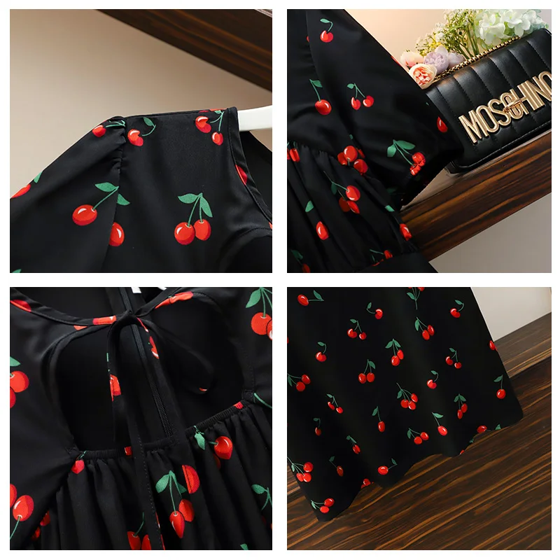 4XL Plus Size Women Cute Cherry Printed Chiffon Dresses Summer 2021 Fashion Hollow Out Lacing O-neck Short Sleeve A-Line Dress
4XL Plus Size Women Cute Cherry Printed Chiffon Dresses Summer 2021 Fashion Hollow Out Lacing O-neck Short Sleeve A-Line Dress