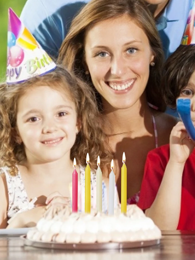 Новинка 100 шт. неароматические конусные красочные свечи для дня рождения