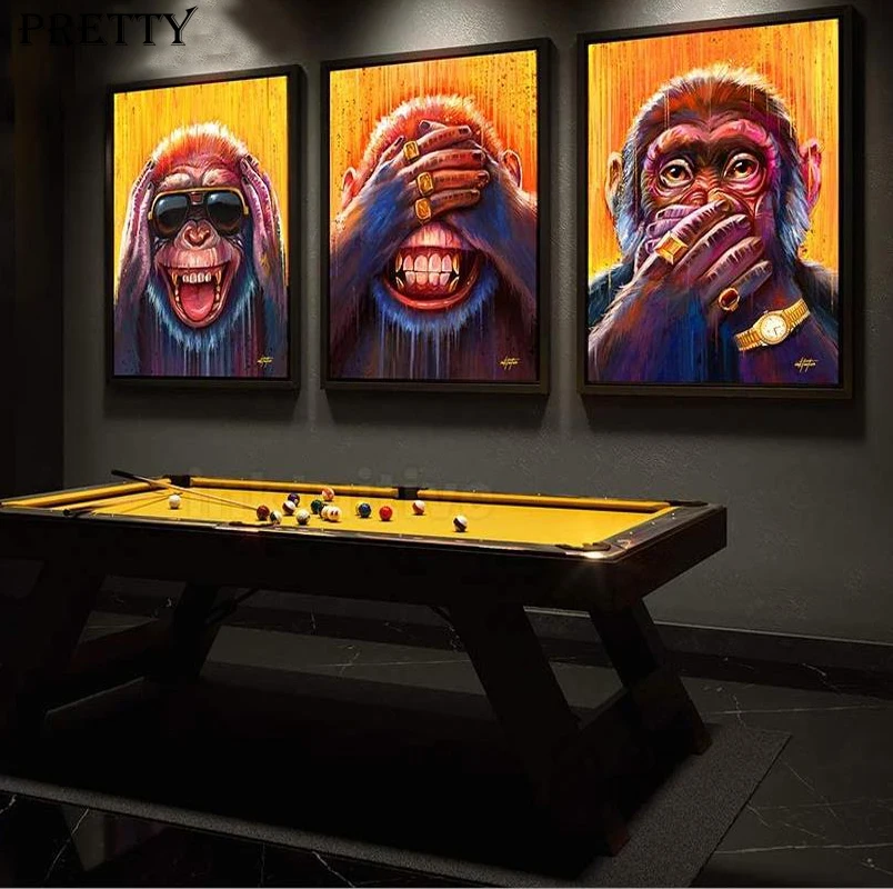 Black Gold Funny Glasses Wise Monkeys Canvas Painting Graffiti Art Gorilla Posters and Prints Bar Room Wall Decoration Pictures
Black Gold Funny Glasses Wise Monkeys Canvas Painting Graffiti Art Gorilla Posters and Prints Bar Room Wall Decoration Pictures