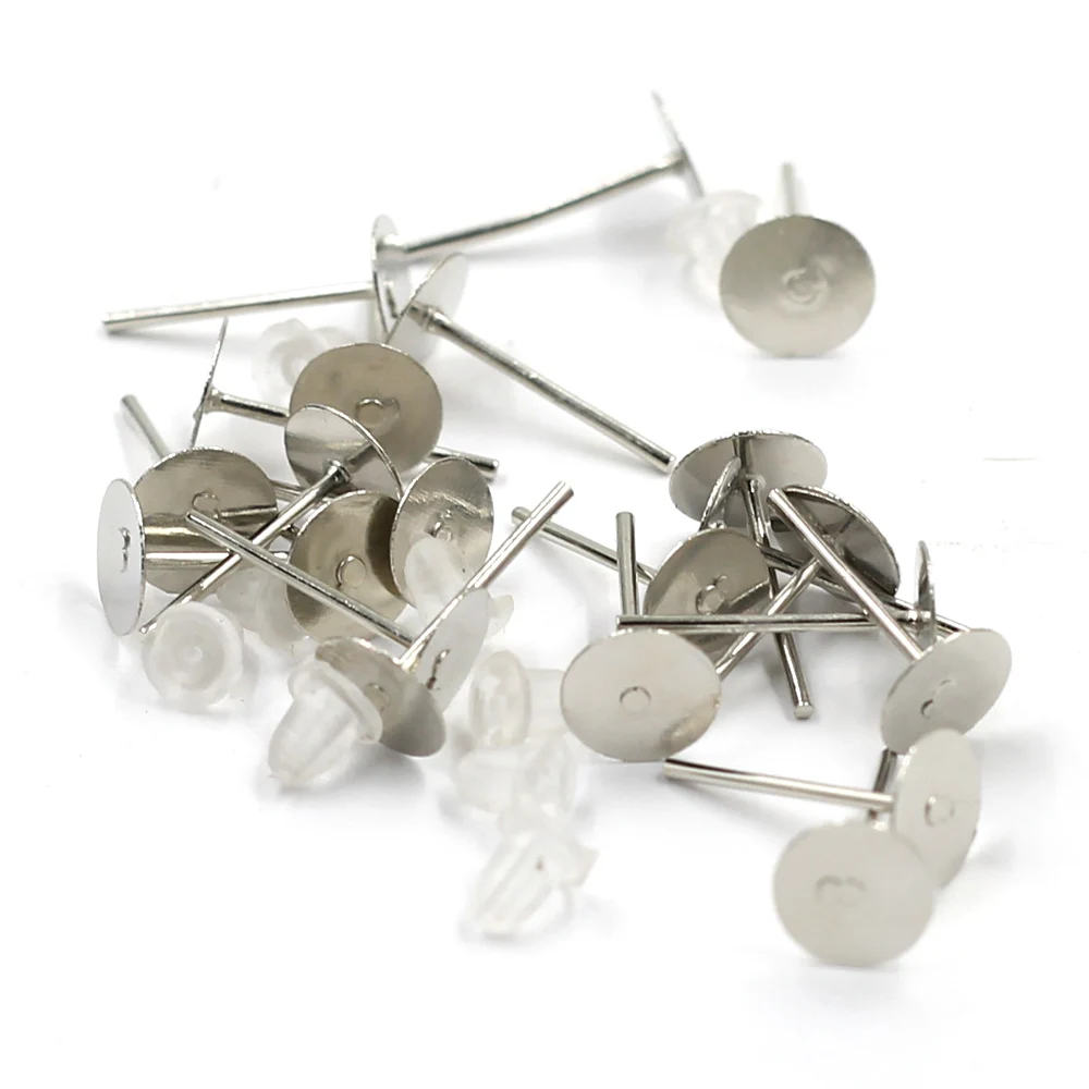 100Pcs Stud Earrings Post With Rubber Stoppers Alloy Round Plat Silver Tone Jewelry DIY Accessories 12x6mm
100Pcs Stud Earrings Post With Rubber Stoppers Alloy Round Plat Silver Tone Jewelry DIY Accessories 12x6mm