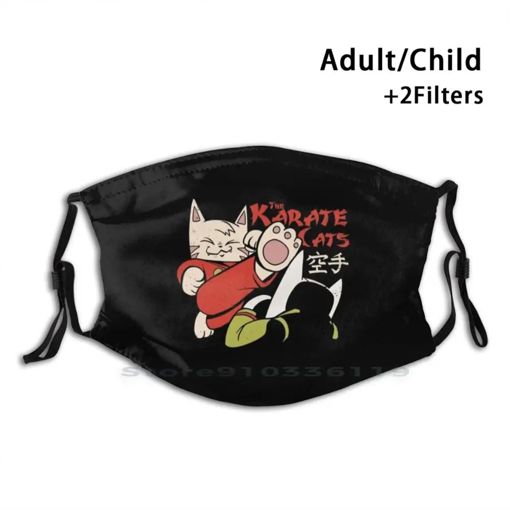 

Karate Cats Adult Kids Washable Funny Face Mask With Filter Cat Cute Cats Funny Kitty Animal Kitten Pet Animals Pets Feline