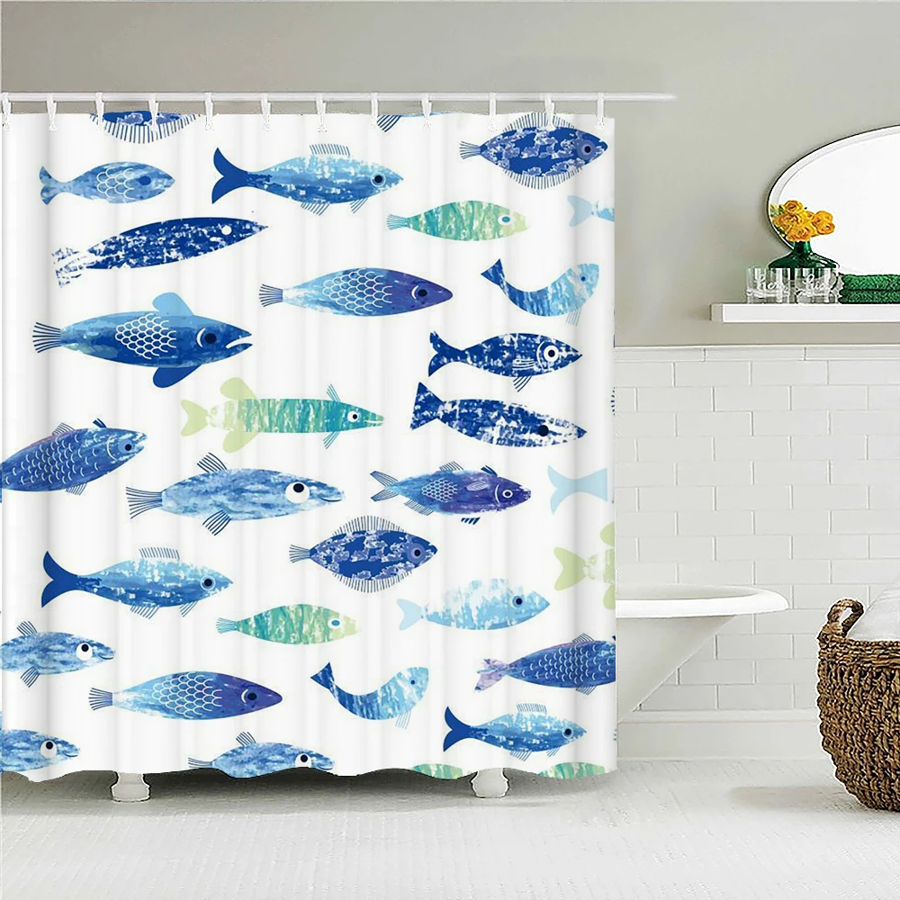 High Quality Cartoon Ocean Fish Dolphin Fabric Shower Curtain Waterproof Polyester Bath Curtains for Bathroom Decor with Hooks
High Quality Cartoon Ocean Fish Dolphin Fabric Shower Curtain Waterproof Polyester Bath Curtains for Bathroom Decor with Hooks