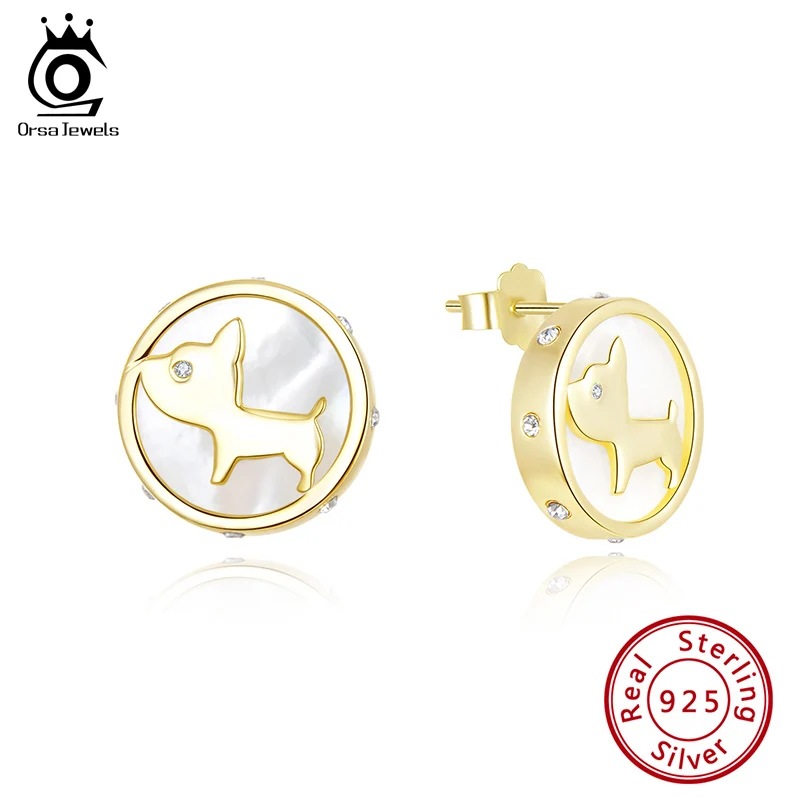 ORSA JEWELRS 925 Sterling Silver Cute Puppy Stud Earrings Double Layer Mother of Pearl Charms For Women Girls Jewelry Gift EQE31
ORSA JEWELRS 925 Sterling Silver Cute Puppy Stud Earrings Double Layer Mother of Pearl Charms For Women Girls Jewelry Gift EQE31