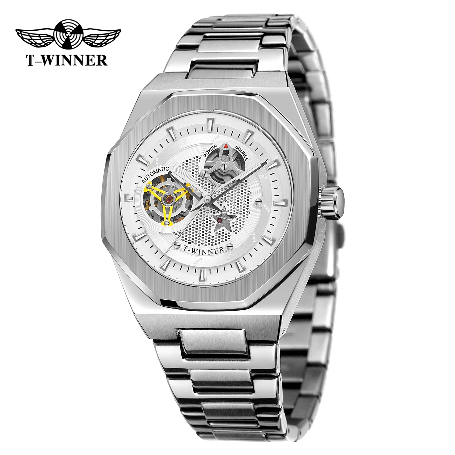 T Winner Simple Luxury Full Steel Male Business Watch Brand Logo Automatic Mechanical Skeleton Fashion Mens Wristwatches
T Winner Simple Luxury Full Steel Male Business Watch Brand Logo Automatic Mechanical Skeleton Fashion Mens Wristwatches