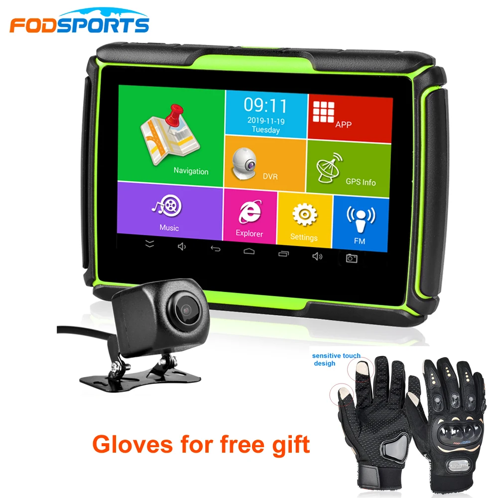 Fodsports навигатор для мотоцикла GPS 4 3 дюйма с DVR IPX7 водонепроницаемый Android Wi Fi Bluetooth|GPS