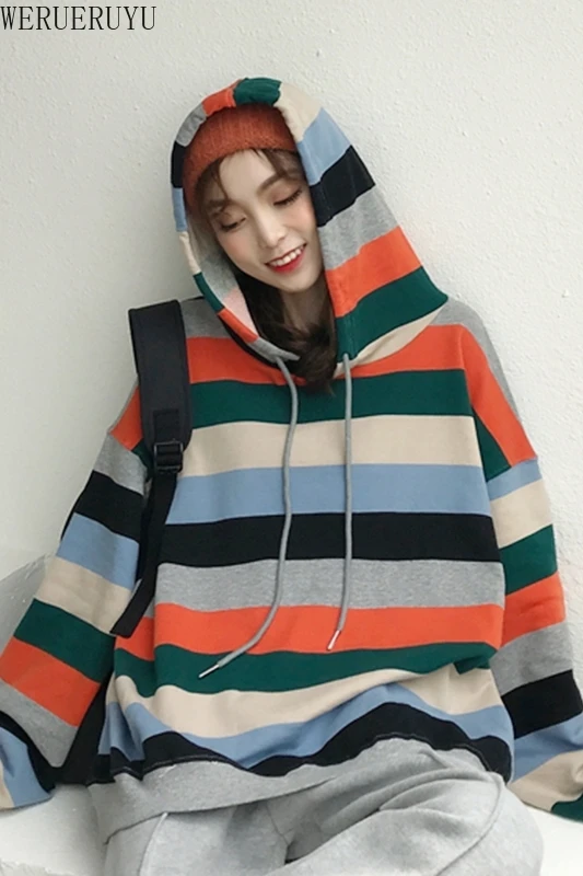 WERUERUYU Women Oversized Striped Hooded Sweatshirt Embroidered Pullover Hoodie Contrasted Drawstring Hood Ribbed Cuffs And Hem
WERUERUYU Women Oversized Striped Hooded Sweatshirt Embroidered Pullover Hoodie Contrasted Drawstring Hood Ribbed Cuffs And Hem