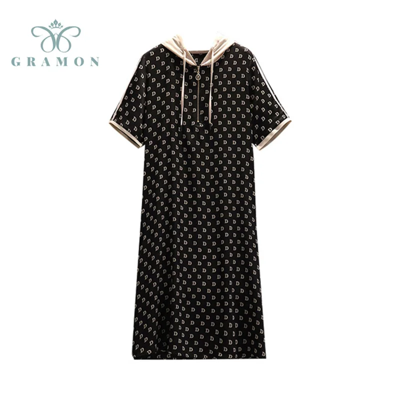 Women Alternative Letter Print Short Sleeve Dresses 2021 Summer Punk Fashion Hooded Streetwear Dress Female Plus Size Clubwear
Women Alternative Letter Print Short Sleeve Dresses 2021 Summer Punk Fashion Hooded Streetwear Dress Female Plus Size Clubwear